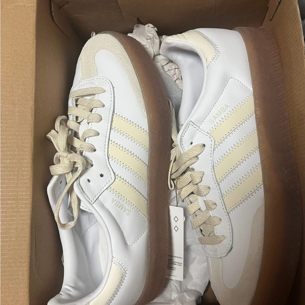 Adidas Samba White and Beige Sneakers